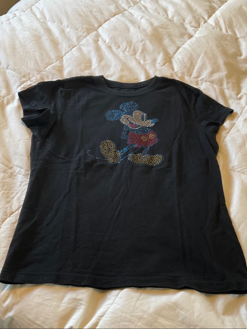 Disney Kids Black Mickey Mouse Rhinestone Tee
